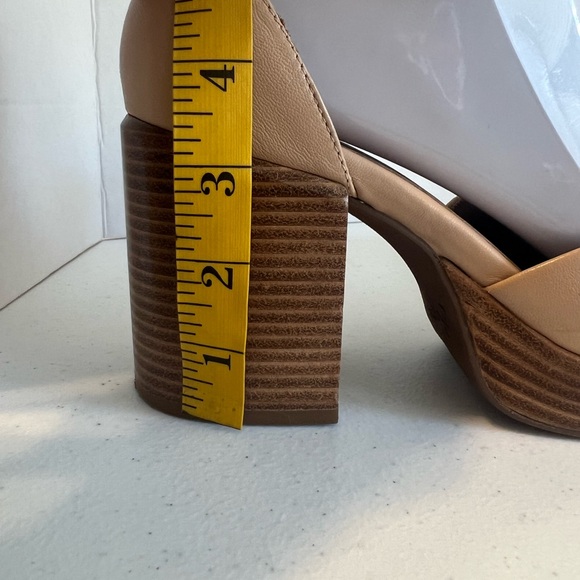 Seychelles Gleaming Leather Platform Mary Jane block Heels Square toe Nude 9 - Picture 8 of 14